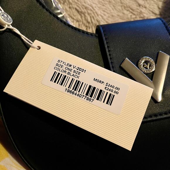 Valentino Orlandi Hobo Bag Black V Logo Half Moon Bag New With Tags - Picture 8 of 9